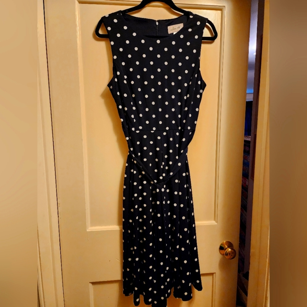 Navy white polka dot dress